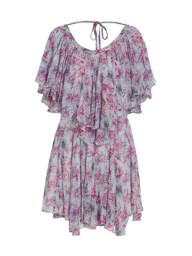 Womens Amelie Silk Ruffle Minidress Product Image