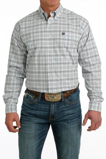 Cinch® Men's L/S Purple/White Plaid Button Shirt Product Image