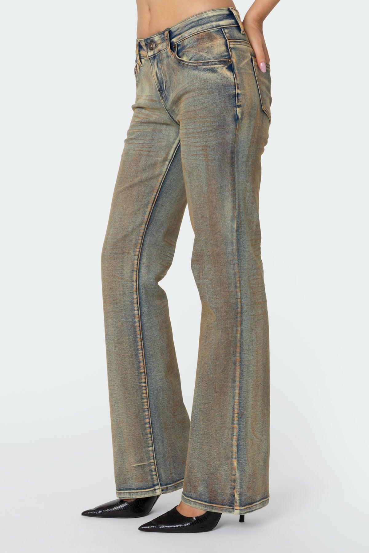 Boot Cut Low Rise Mud Washed Jeans Product Image