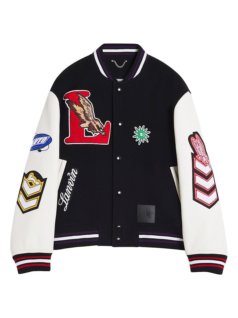 Mens Lanvin Lab x Future Wool & Leather-Sleeve Varsity Jacket Product Image