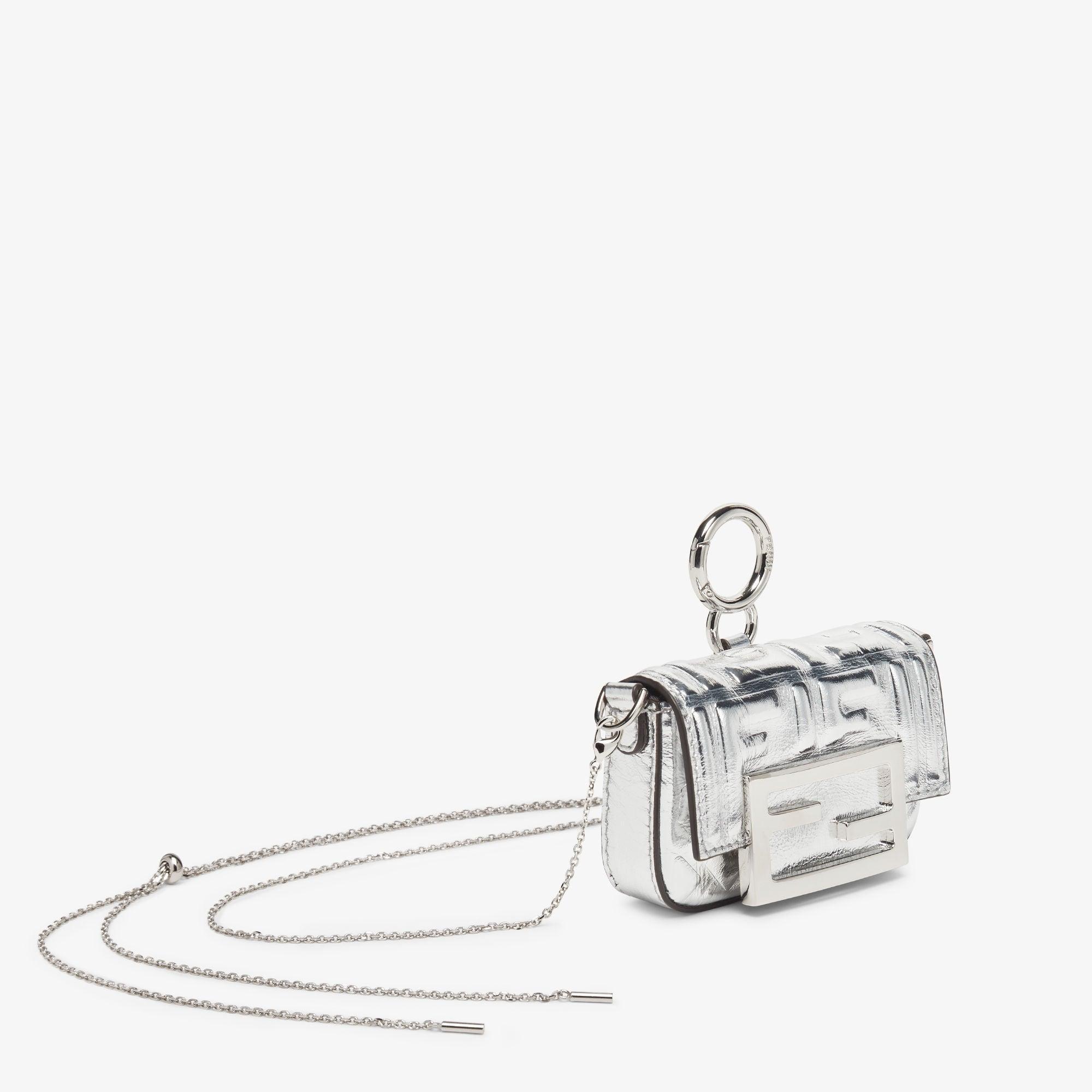 Nano Baguette CharmCraquelé silver leather charm Product Image