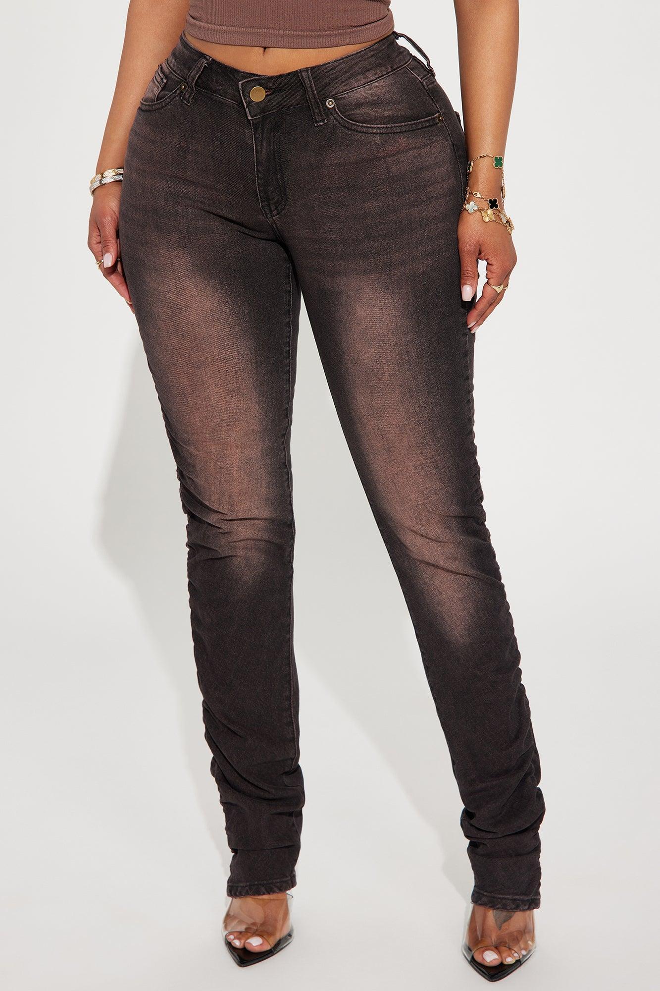 Cutting Ties Tinted Stacked Stretch Skinny Jeans - Mocha Product Image