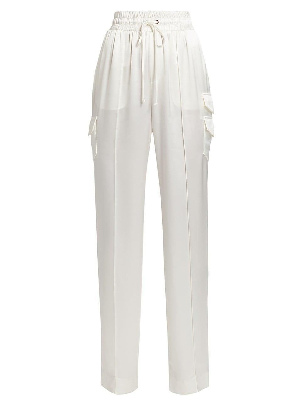 Sarie Satin Drawstring Straight-Leg Pants Product Image