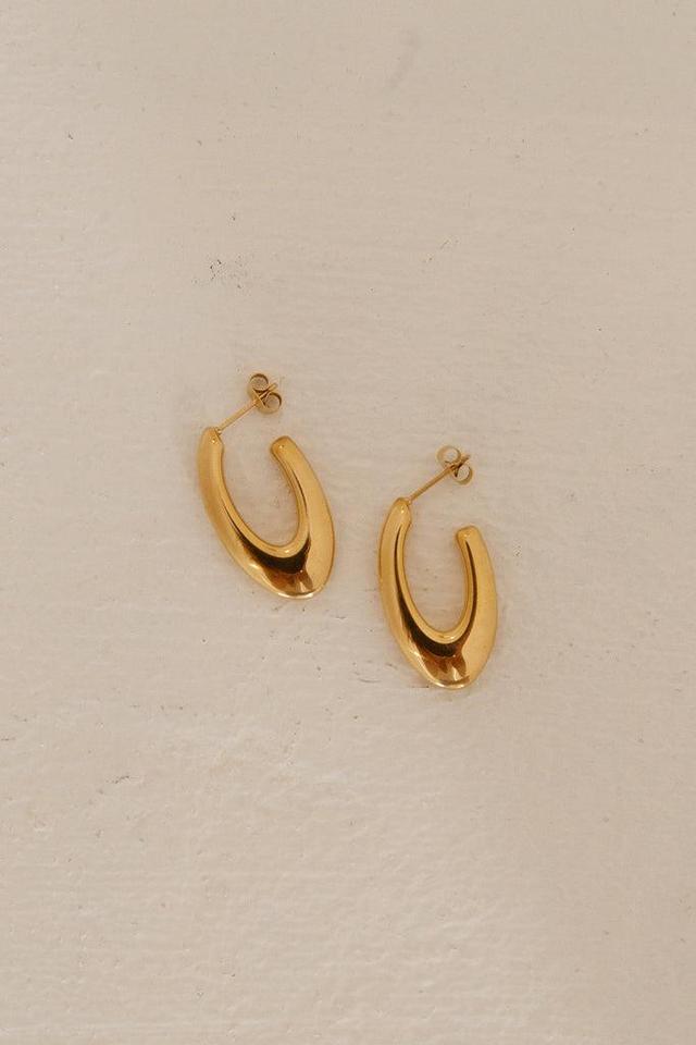 18K Gold Plated Perfect Hoop Earrings Gold Product Image