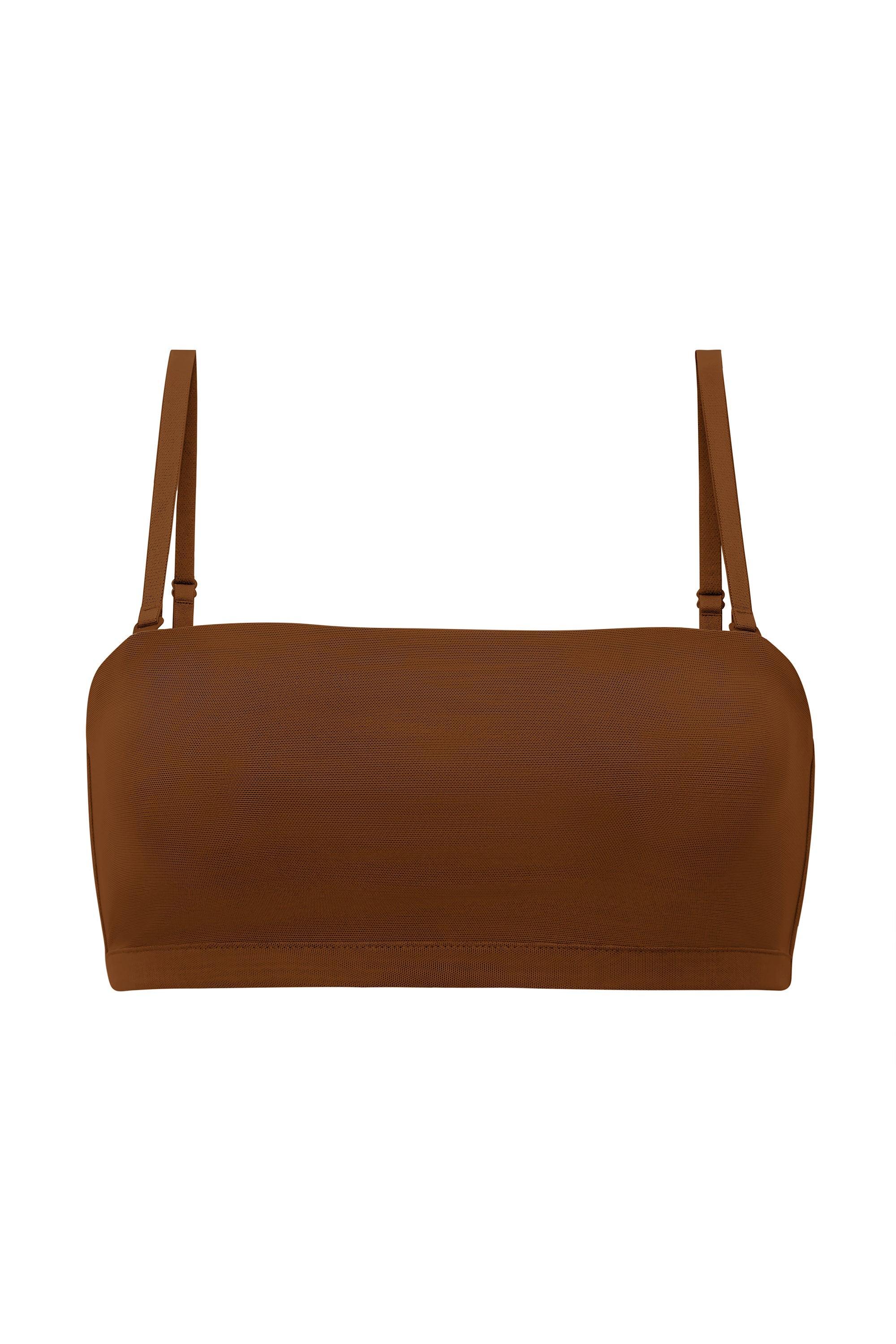 Soft Mesh Bandeau Bra in Chestnut Product Image