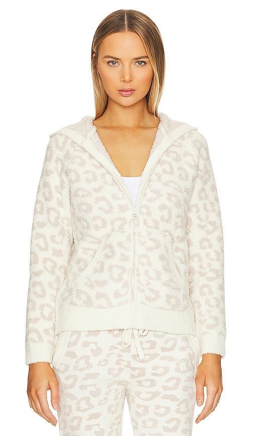 Barefoot Dreams CozyChic In The Wild Zip Hoodie in Ivory. Size S, XS, M, XL. Product Image