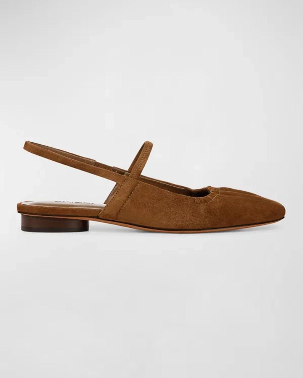 Venice Suede Slingback Ballerina Flats In Brown Product Image