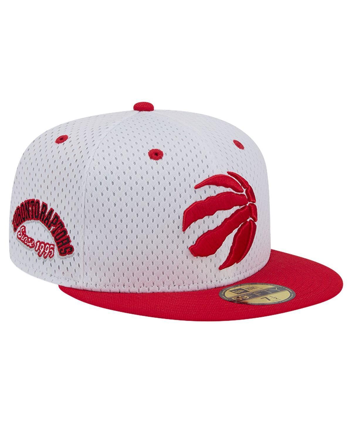 Mens New Era White/Red Toronto Raptors Throwback 2Tone 59FIFTY Fitted Hat Product Image