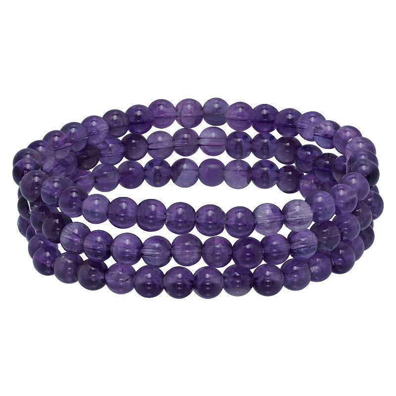 Aleure Precioso Beaded 3-Row Stretch Bracelet, Womens Purple Product Image