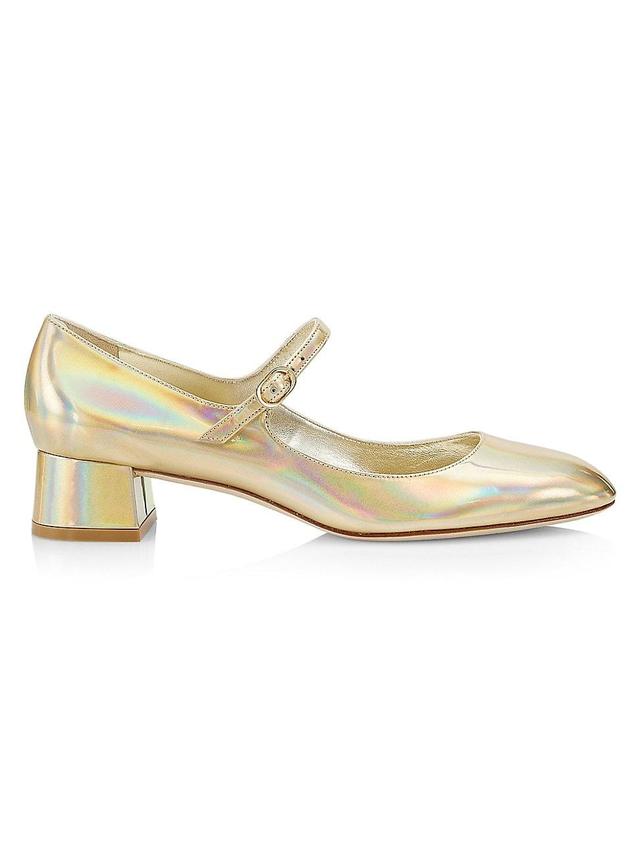 Womens Vivienne 35MM Metallic Leather Mary Jane Pumps Product Image