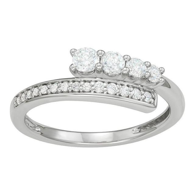 10k Gold 1/2 Carat T.W. Diamond Bypass Ring, Womens 10k White Gold Product Image