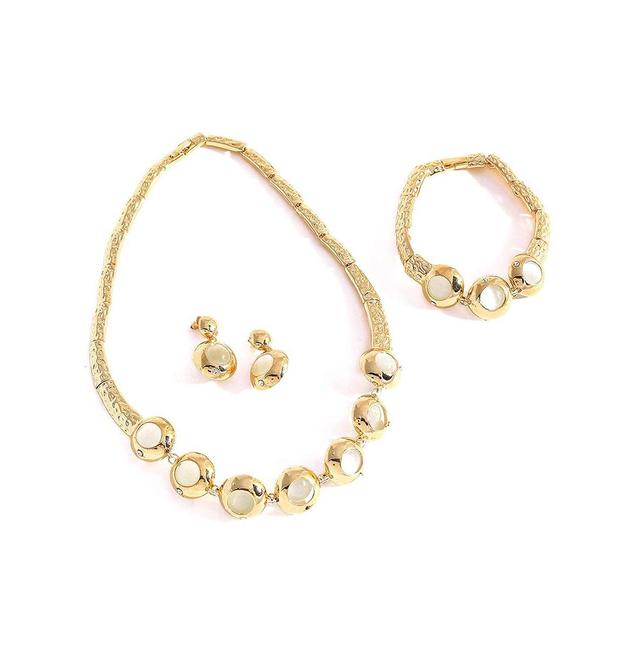 Sohi Womens Gold Metallic Circular Necklace, Earrings And Bracelet (Set Of 3) Product Image