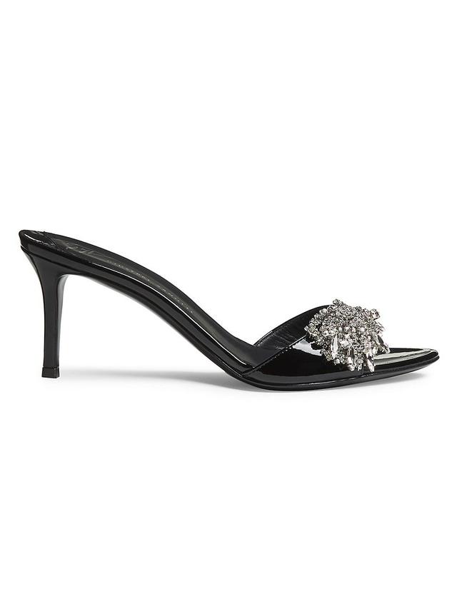 Womens 70MM Patent Leather Jeweled Brooch Mules Product Image