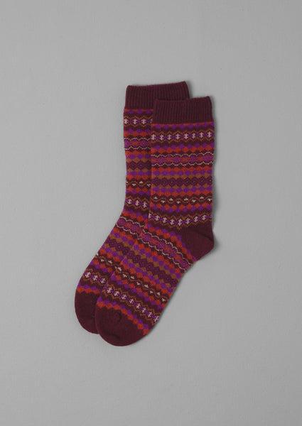 Fair Isle Wool Socks | Plum Multi Product Image