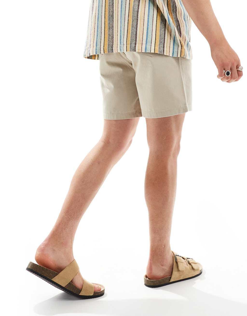 ASOS DESIGN chino shorts in beige Product Image