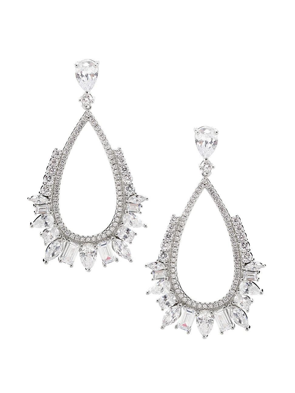 Womens Zara Sterling Silver & Cubic Zirconia Drop Earrings Product Image