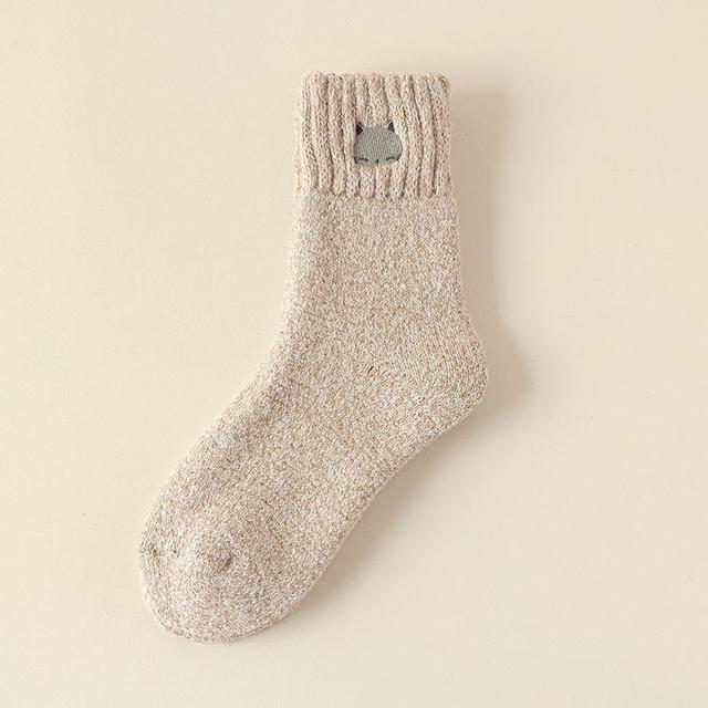 Cat Embroidered Crew Socks Product Image