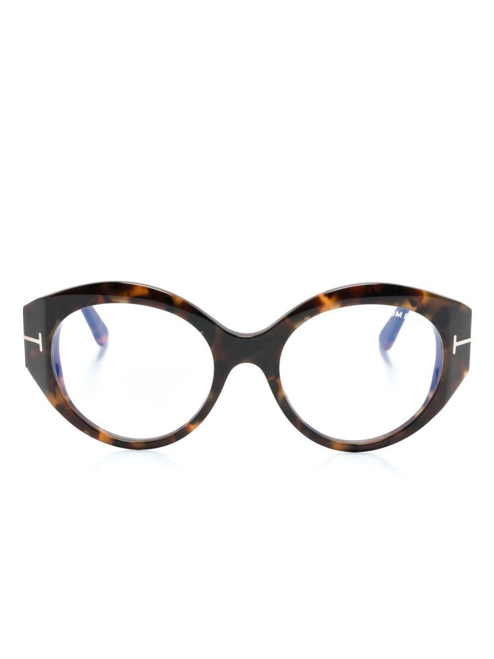 Tortoiseshell Oval-frame Glasses In 褐色 Product Image