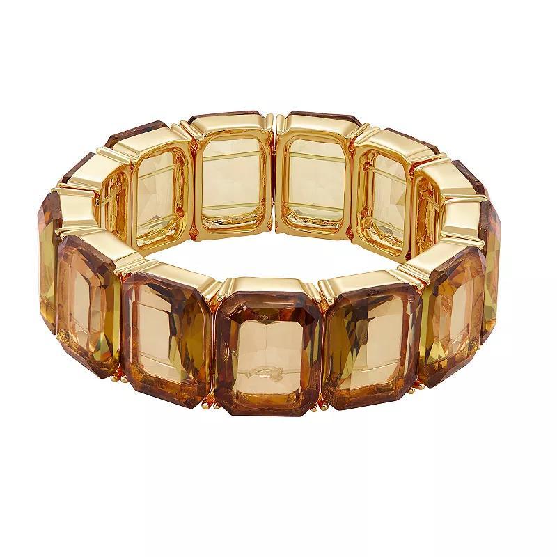 Emberly Gold Tone Yellow Glass Stone Stretch Bracelet, Womens, Yellow Gold Tone Product Image