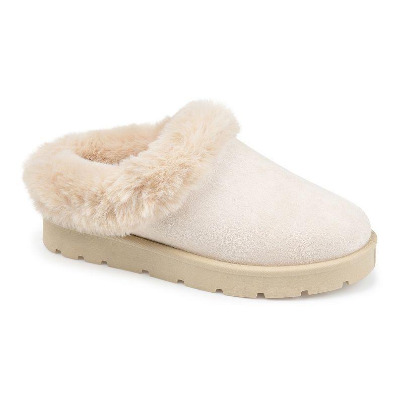 Journee Collection Whisp Womens Faux-Fur Trim Slippers Product Image