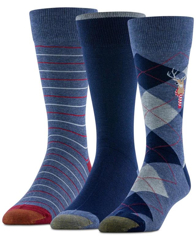 Gold Toe Mens Reindeer Argyle Crew Dress Socks, 3-Pack Product Image