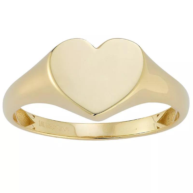 LUMINOR GOLD 14k Gold Heart Signet Ring, Womens Product Image