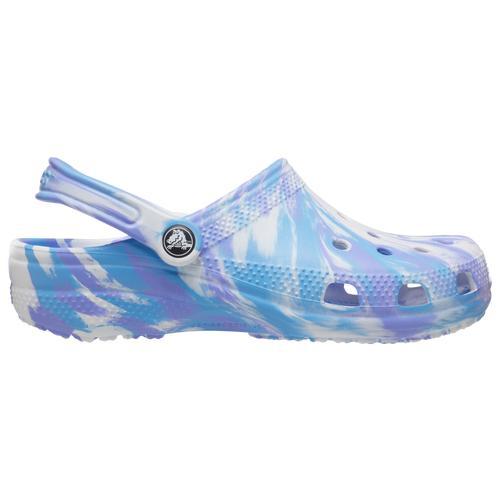 Crocs Womens Classic Marbled Clogs - Shoes White/Blue/Purple Product Image