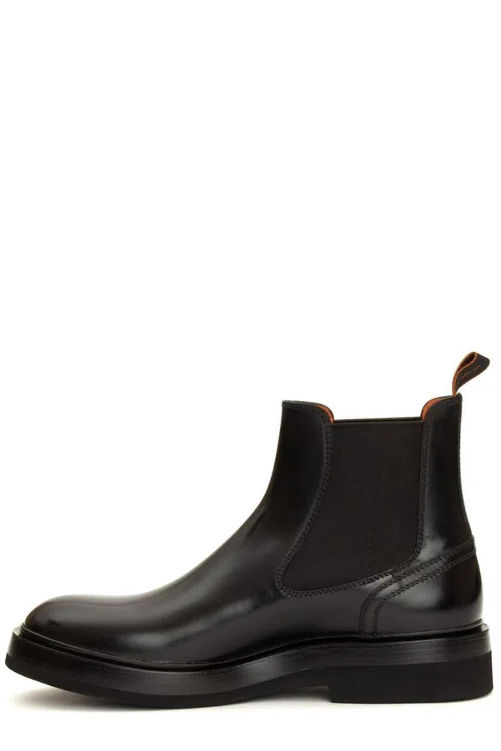 SANTONI Round Toe Chelsea Boots In Black Product Image