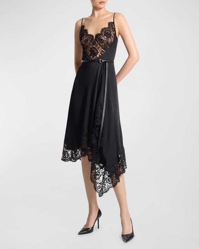 Lace-Trim Handkerchief Slip Dress Product Image