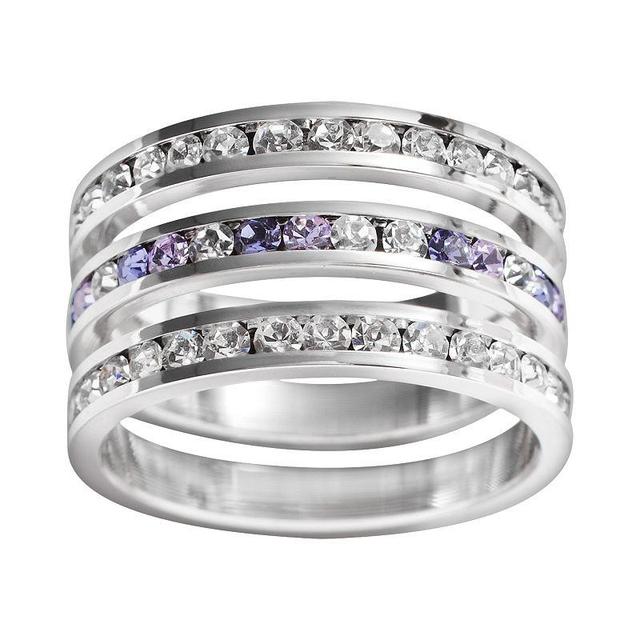 Traditions Jewelry Company Sterling Silver Crystal Eternity Ring Set, Womens White Team Pinks Product Image