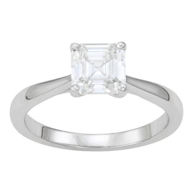 Charles & Colvard 1.3 Ct. T.w. Lab Created Moissanite Asscher Solitaire Ring In 14K White Gold, 9 Product Image