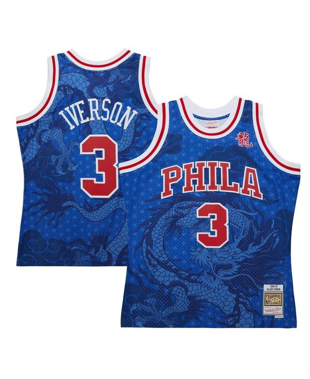 Mens Mitchell & Ness Allen Iverson Royal Philadelphia 76ers 1996/97 Hardwood Classics Asian Heritage 6.0 Swingman Throwback Player Jersey - Royal Product Image