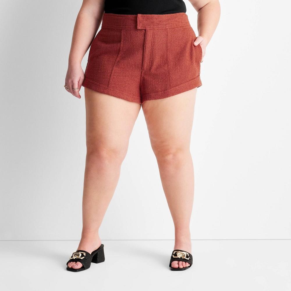 Womens High-Rise Boucle Mini Shorts - Future Collective with Jenny K. Lopez Rust 28 Product Image