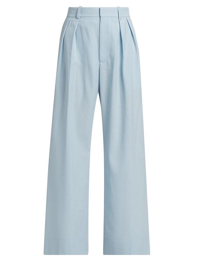 Womens Pleated Wool Low-Rise Trousers Product Image