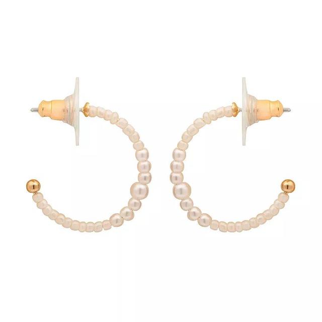 LC Lauren Conrad Simulated Pearl Hoop Earrings, Womens, White Product Image