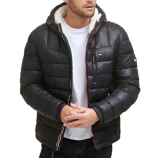 Tommy Hilfiger Mens Sherpa Lined Hooded Quilted Puffer Jacket Product Image