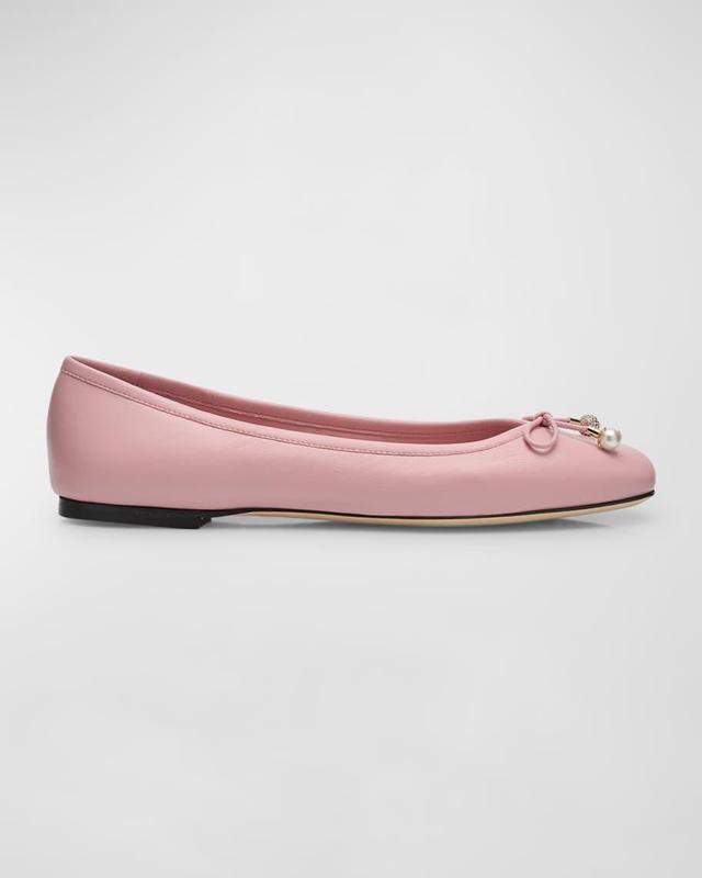 Elme Leather Bow Ballerina Flats Product Image