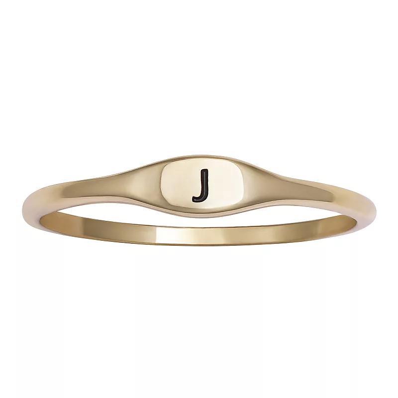 PRIMROSE Polished Oval Oxidized Initial Ring, Womens Gold Tone J Product Image