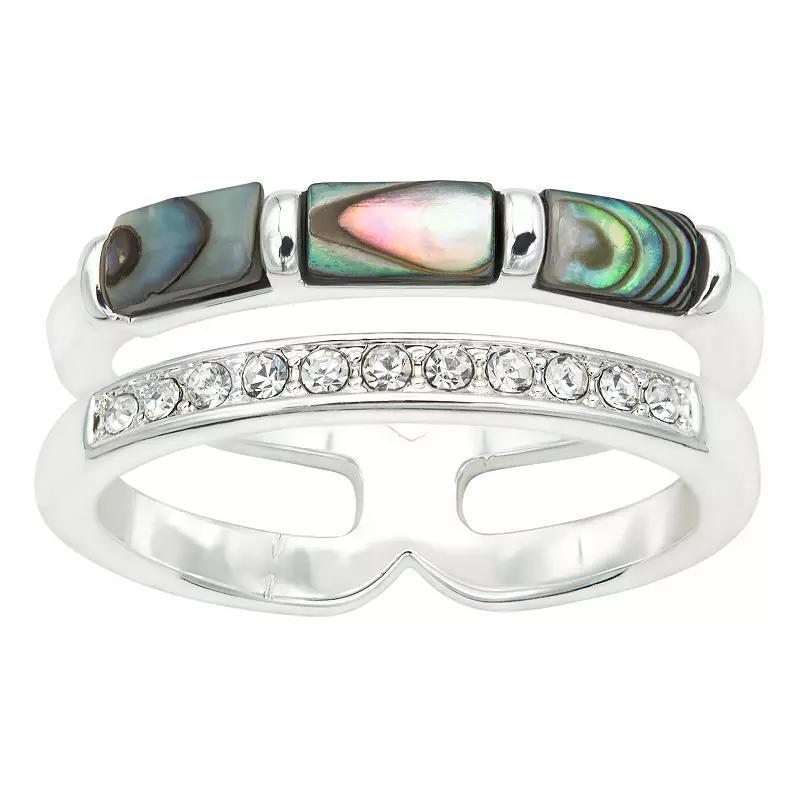 City Luxe Silver Tone Abalone & Cubic Zirconia Faux Stack Ring, Womens Product Image