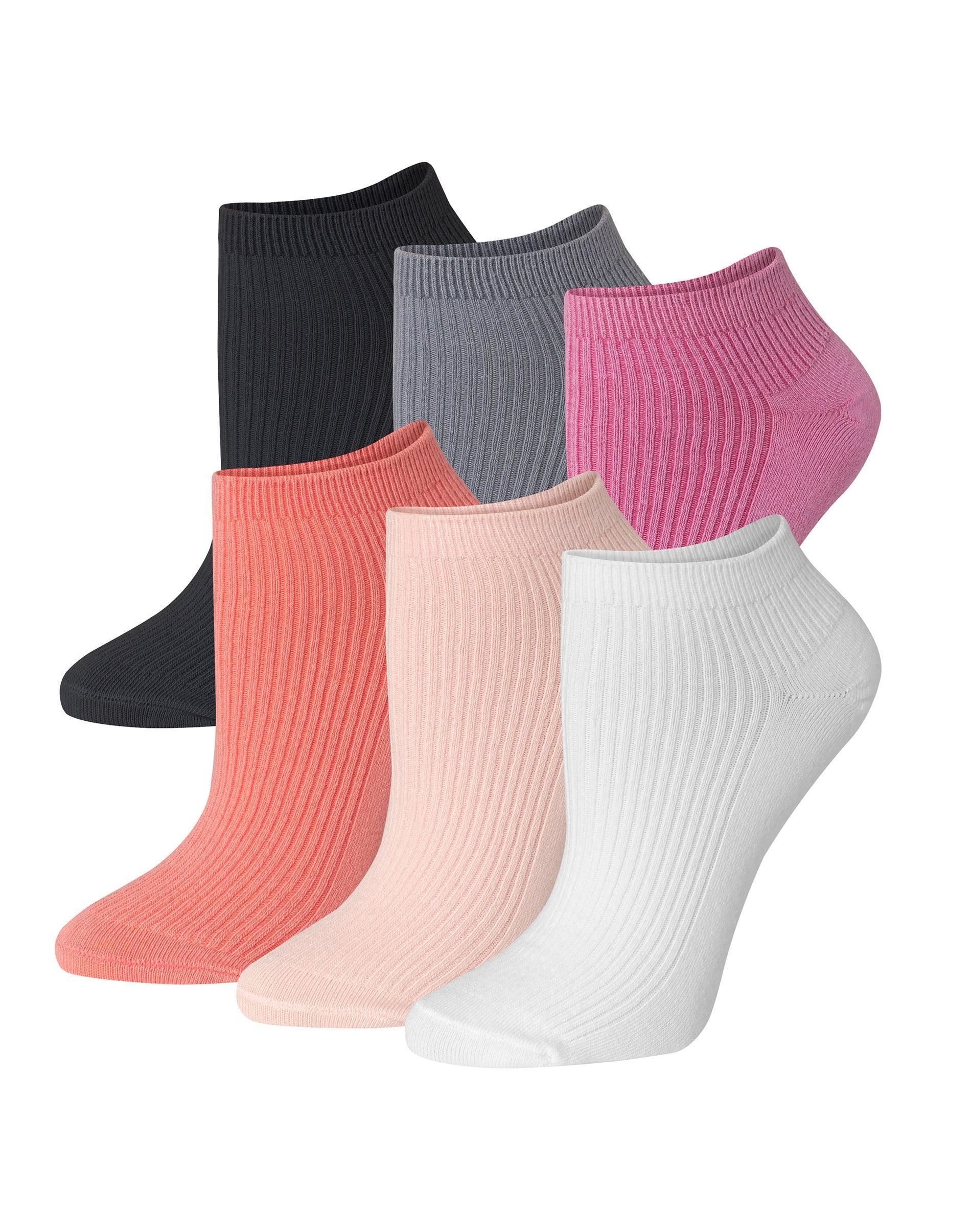 Hanes Originals Womens SuperSoft No Show Socks, 6-Pairs Pink Ribbed 5-9 Product Image