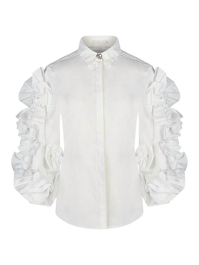 Womens Isadora Poplin Ruffle-Sleeve Shirt Product Image