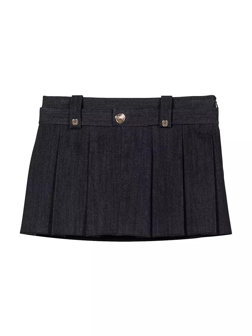 Womens Black Denim-Effect Mini Skirt product image