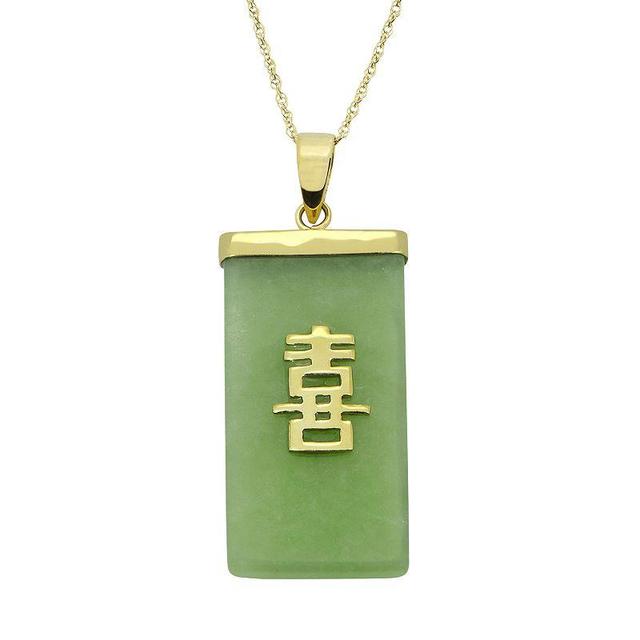 Jade 10k Gold Happiness Chinese Symbol Pendant Necklace, Womens Green Product Image