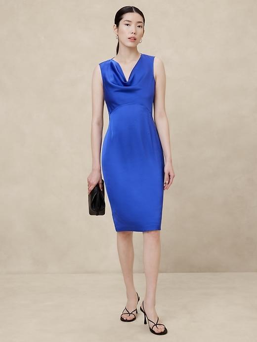 Hammered Satin Knee Length Dress Product Image