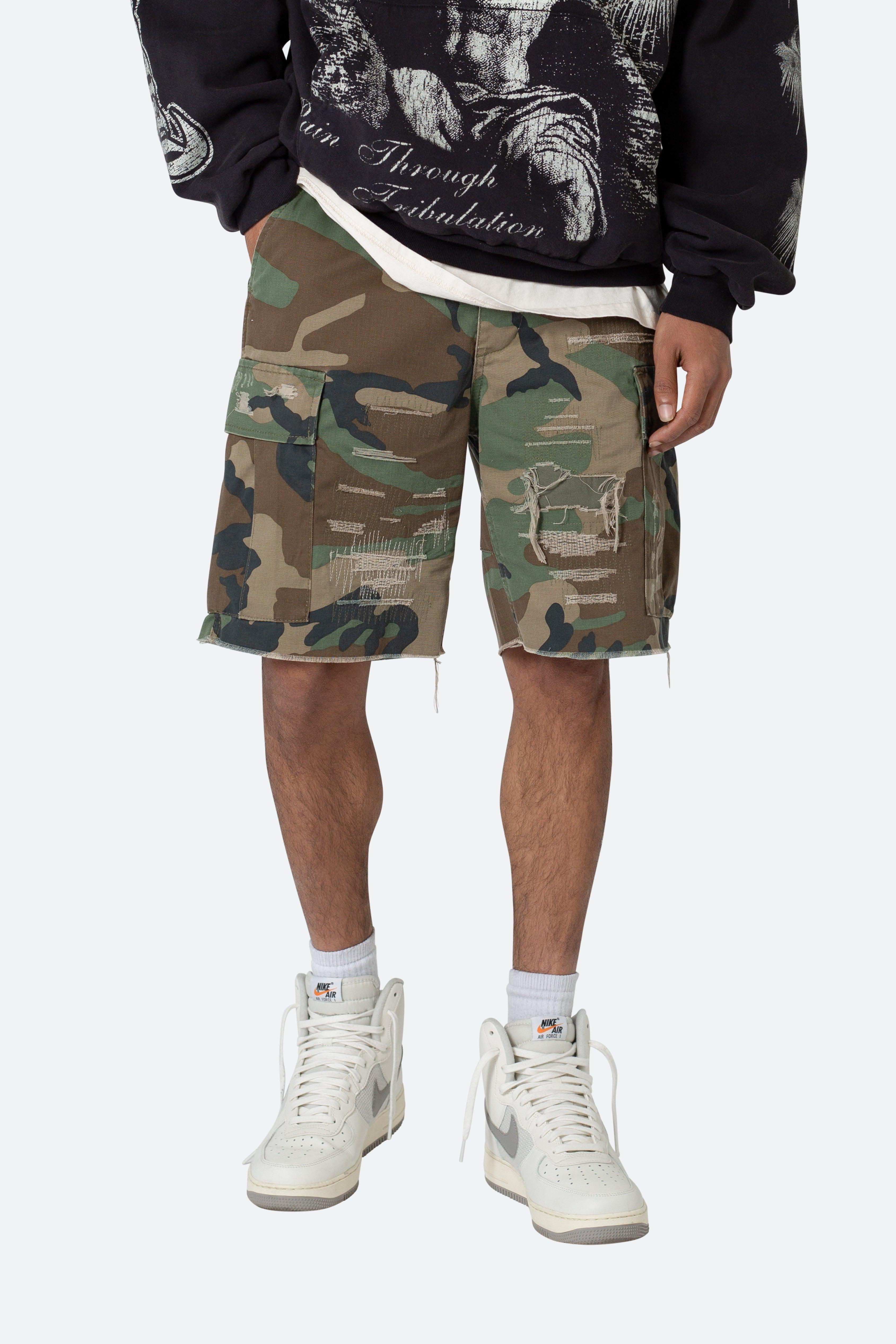 Distressed Cargo Shorts - Camo Product Image