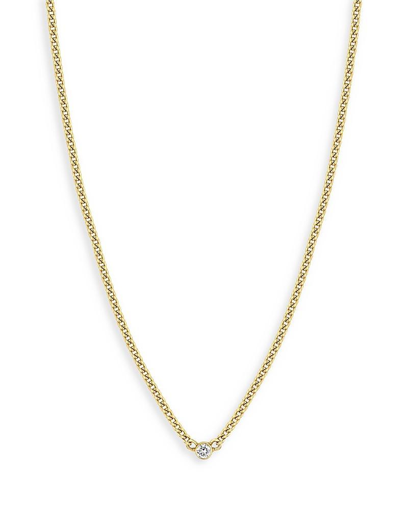 Zoe Chicco 14K Yellow Gold Bezel Diamonds Curb Chain Pendant Necklace, 14-16 Product Image