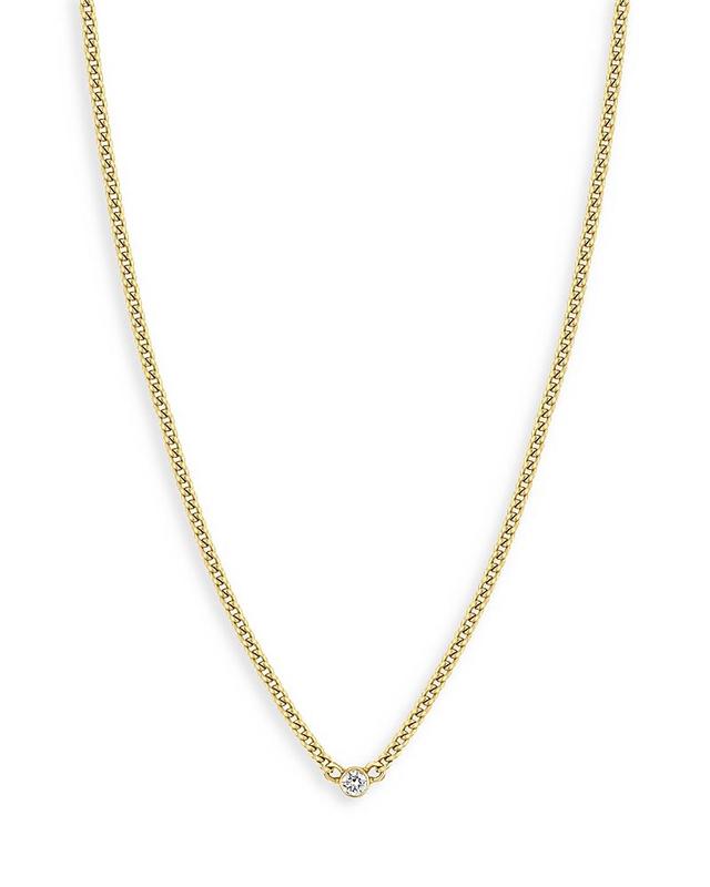 Zoe Chicco 14K Yellow Gold Bezel Diamonds Curb Chain Pendant Necklace, 14-16 Product Image