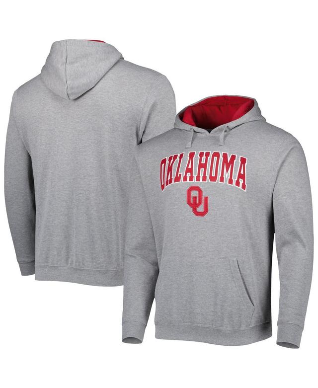 Mens Colosseum Heathered Gray Oklahoma Sooners Arch & Team Logo 3.0 Pullover Hoodie Product Image