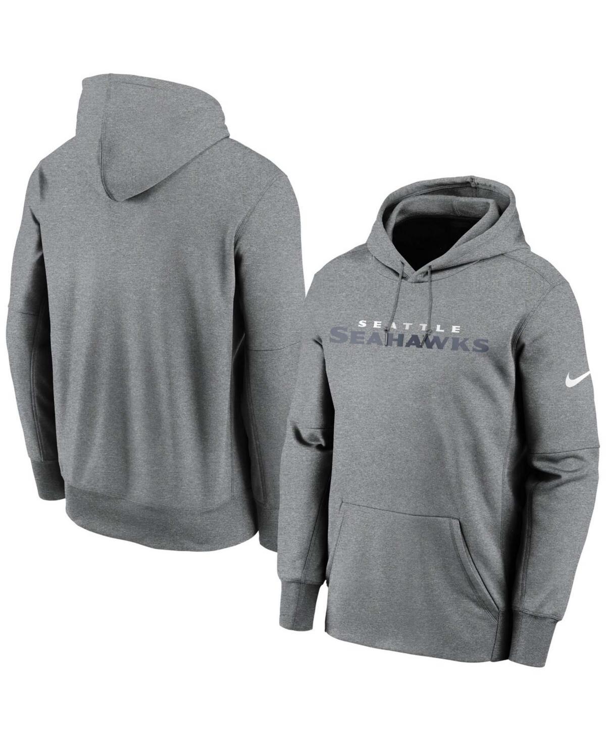 Mens Nike Heathered Charcoal Seattle Seahawks Wordmark Therma Performance Pullover Hoodie Product Image