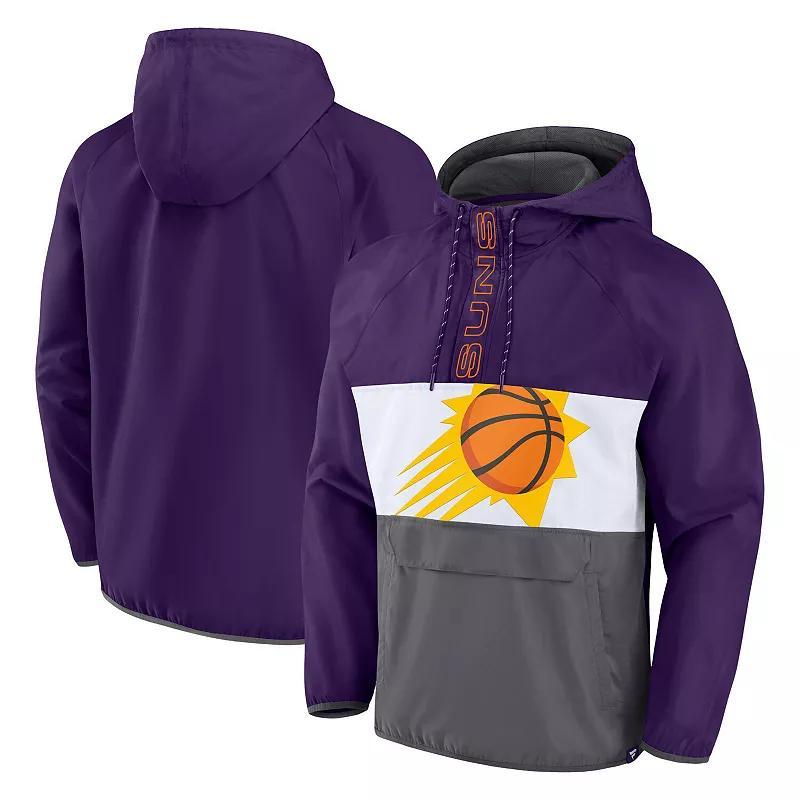 Mens Fanatics Branded Purple/Gray Phoenix Suns Anorak Flagrant Foul Color-Block Raglan Hoodie Half-Zip Jacket Product Image